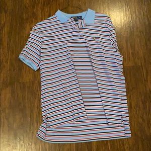 Blue striped polo
